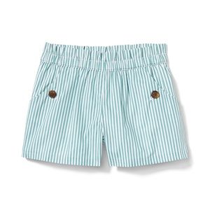 Janie and Jack baby girls 3-6 month green & white striped shorts